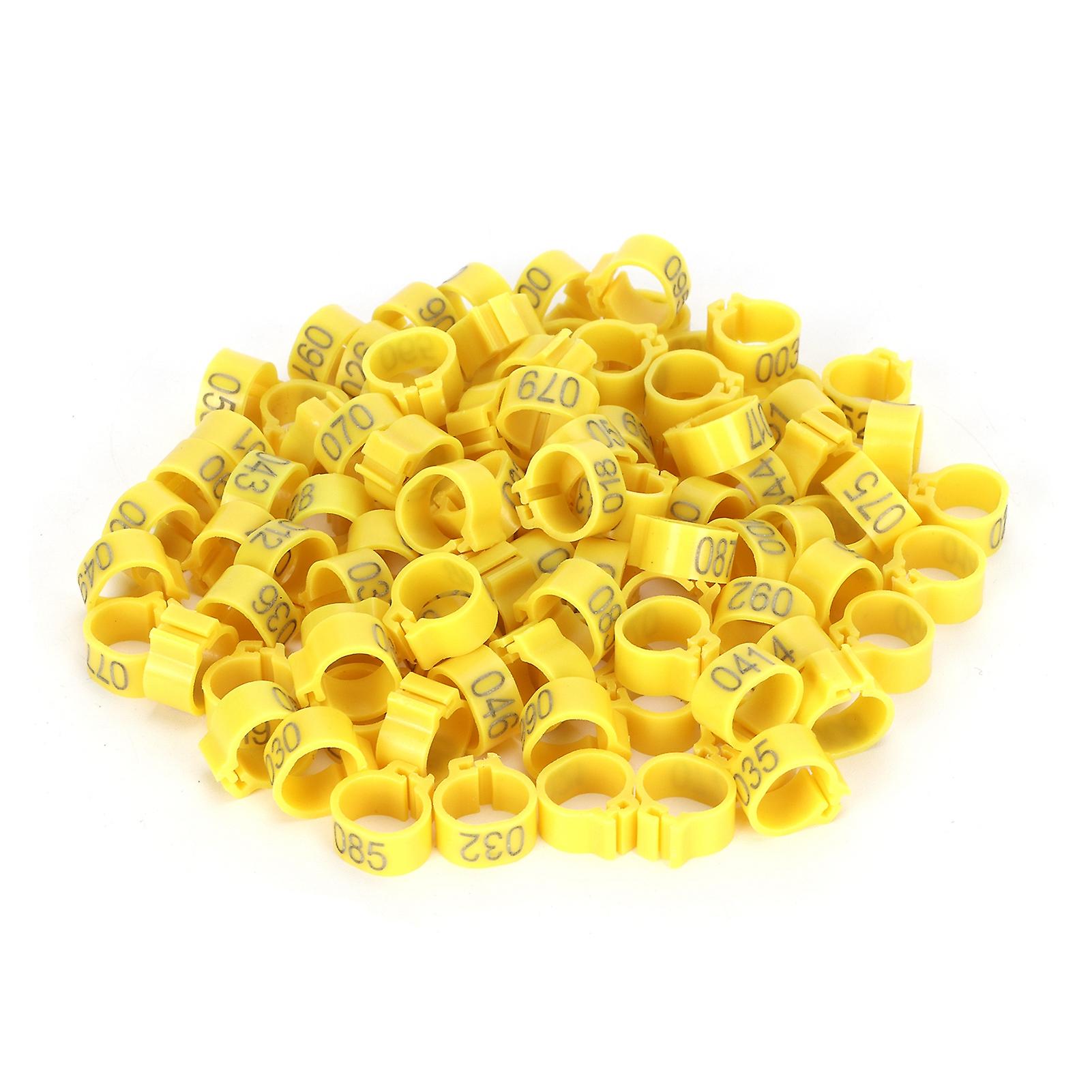 100Pcs Bird Foot Rings Bands 10mm 001-100 Numbered Pigeons Identify Clip Poultry SupplyYellow