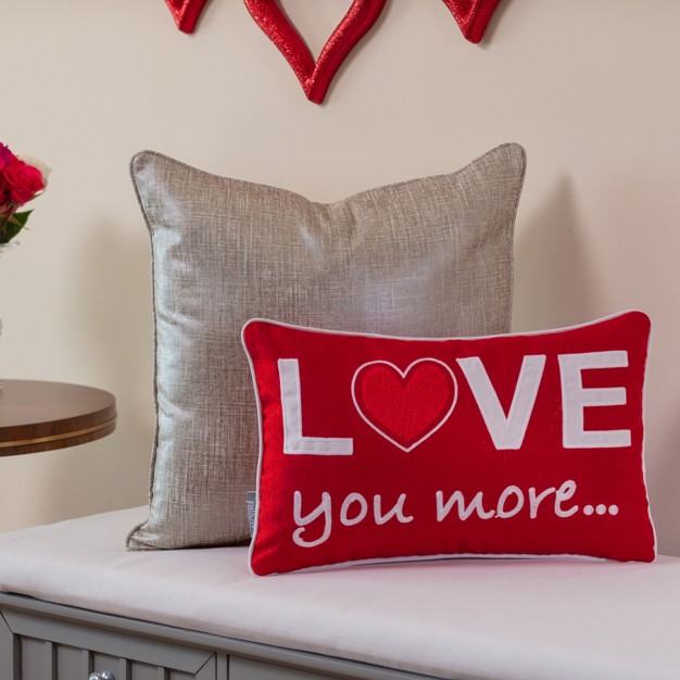 Indoor x27 love You More x27 Valentines Lumbar Throw Pillow Cover Red Pillow Perfect