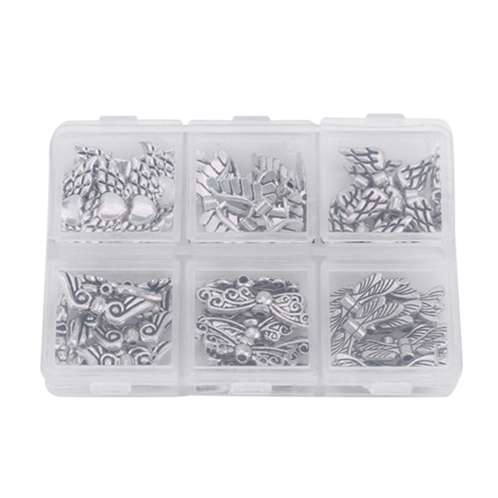 60pcs 14-26mm Angel Wing Beads Lot Diy Jewelry Findings Making Supplies With Storage Box