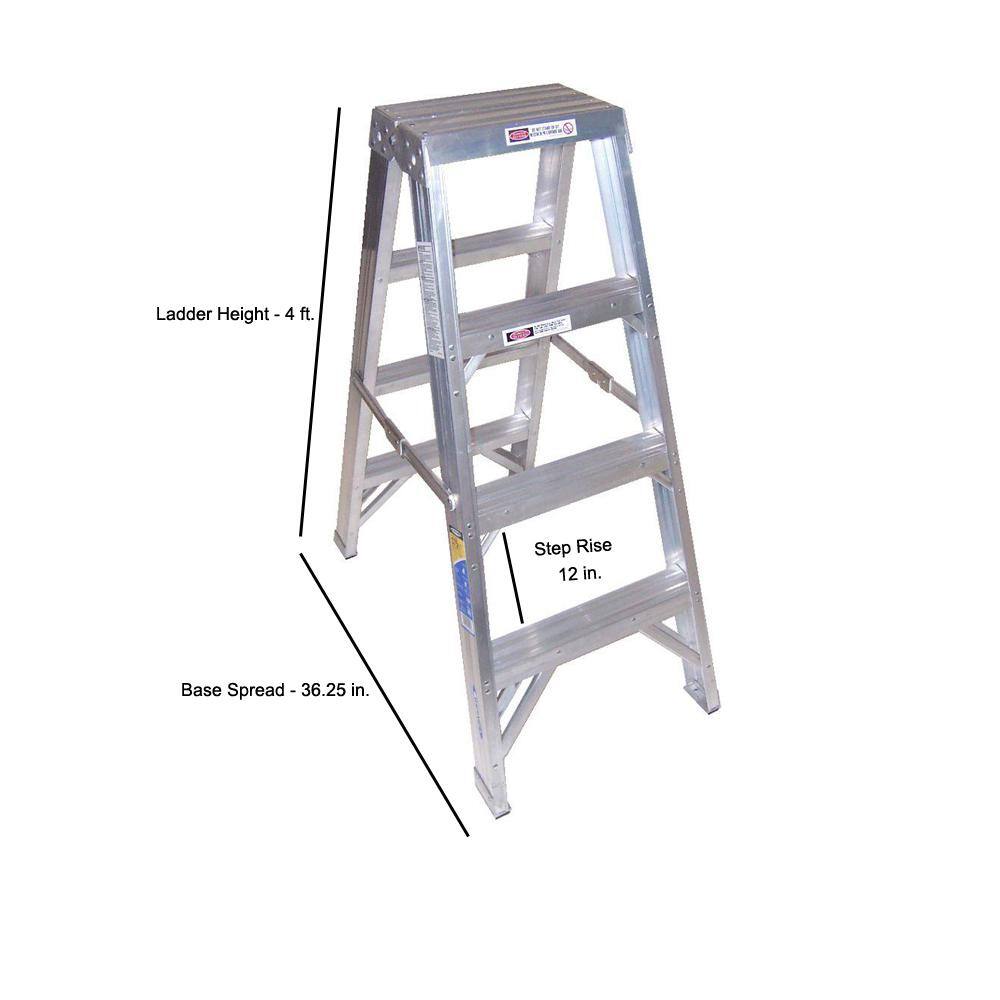 Werner 4 ft. Aluminum Twin Step Ladder with 375 lb. Load Capacity Type IAA Duty Rating T404