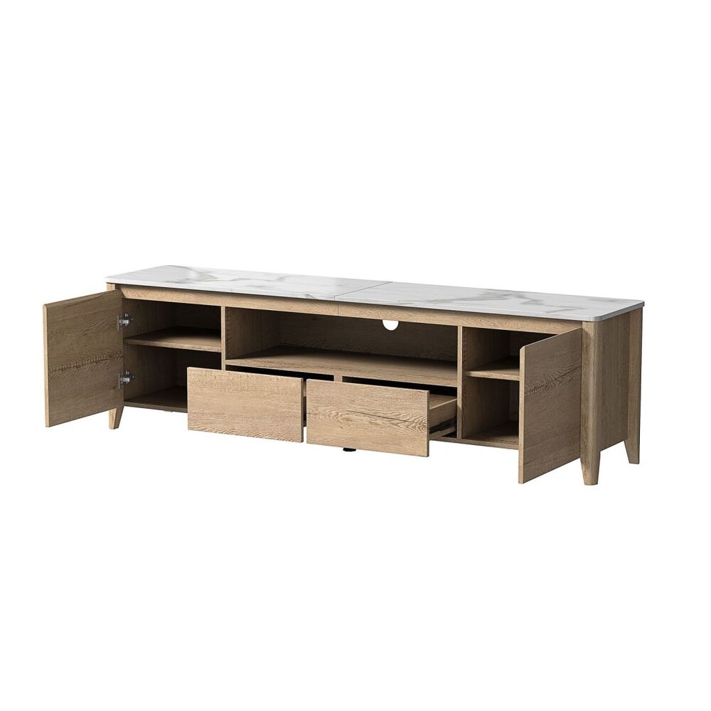 Modern Side Cabinet TV Stand 2 Drawer 2 Door LED Living Room Bedroom