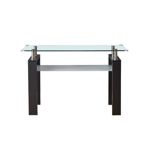 MDF Console Table， Tempered Glass Top， Modern Foyer Area Table