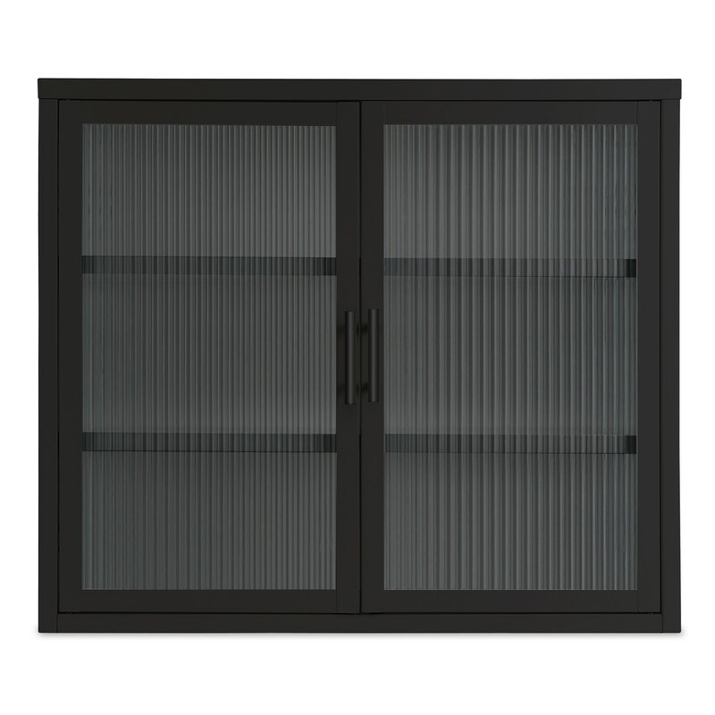 Modern Style Glass Door Wall Cabinet With Detachable Shelves