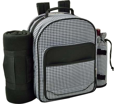 Picnic at Ascot 2 Person Picnic Backpack with Blanket - Houndstooth