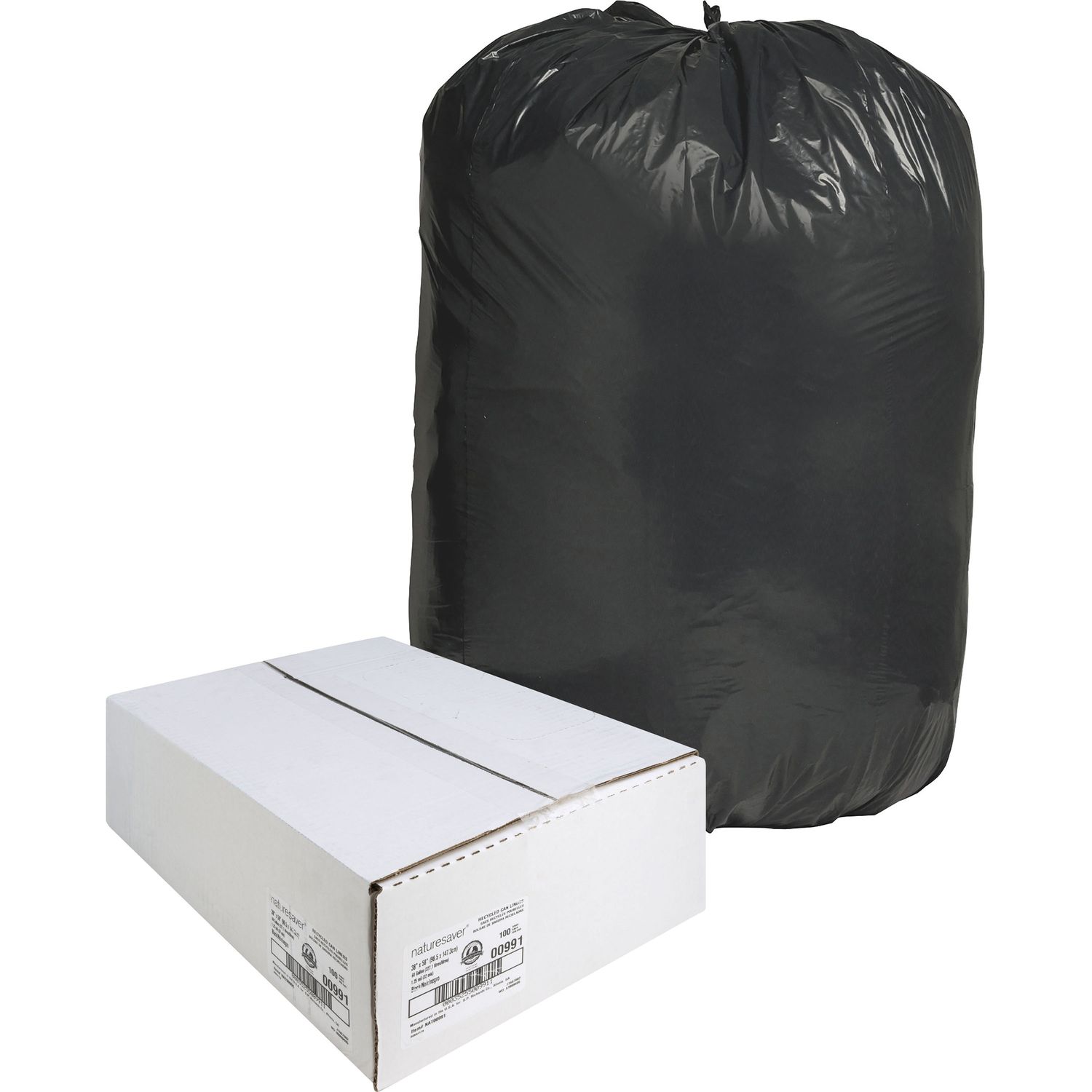 Black Low-density Recycled Can Liners by Nature Saver NAT00991