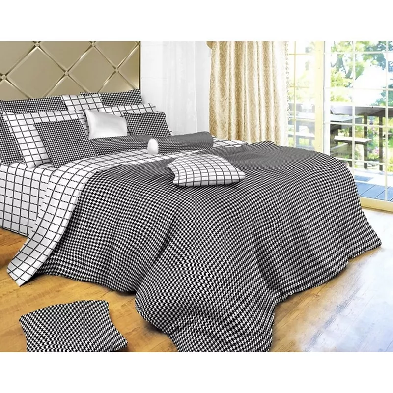 Dolce Mela Duvet Cover Sheets Set， Black and White Check