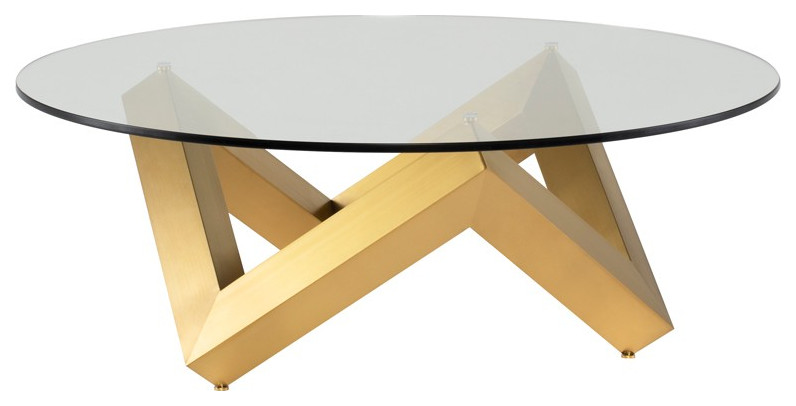 Gold Coffee Table with Glass Top   Contemporary   Coffee Tables   by HomeCraftDecor  Houzz