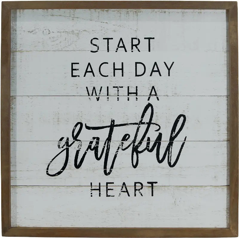 White， Black and Brown Grateful Wooden Sign