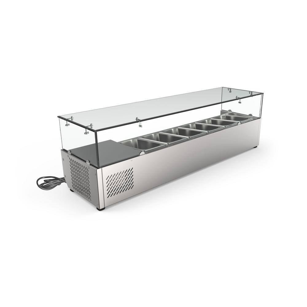 Koolmore 59 in. W 6-Pan 1 cu. ft. Commercial Refrigerator Condiment Prep Station in Stainless Steel SCDC-6P-SG