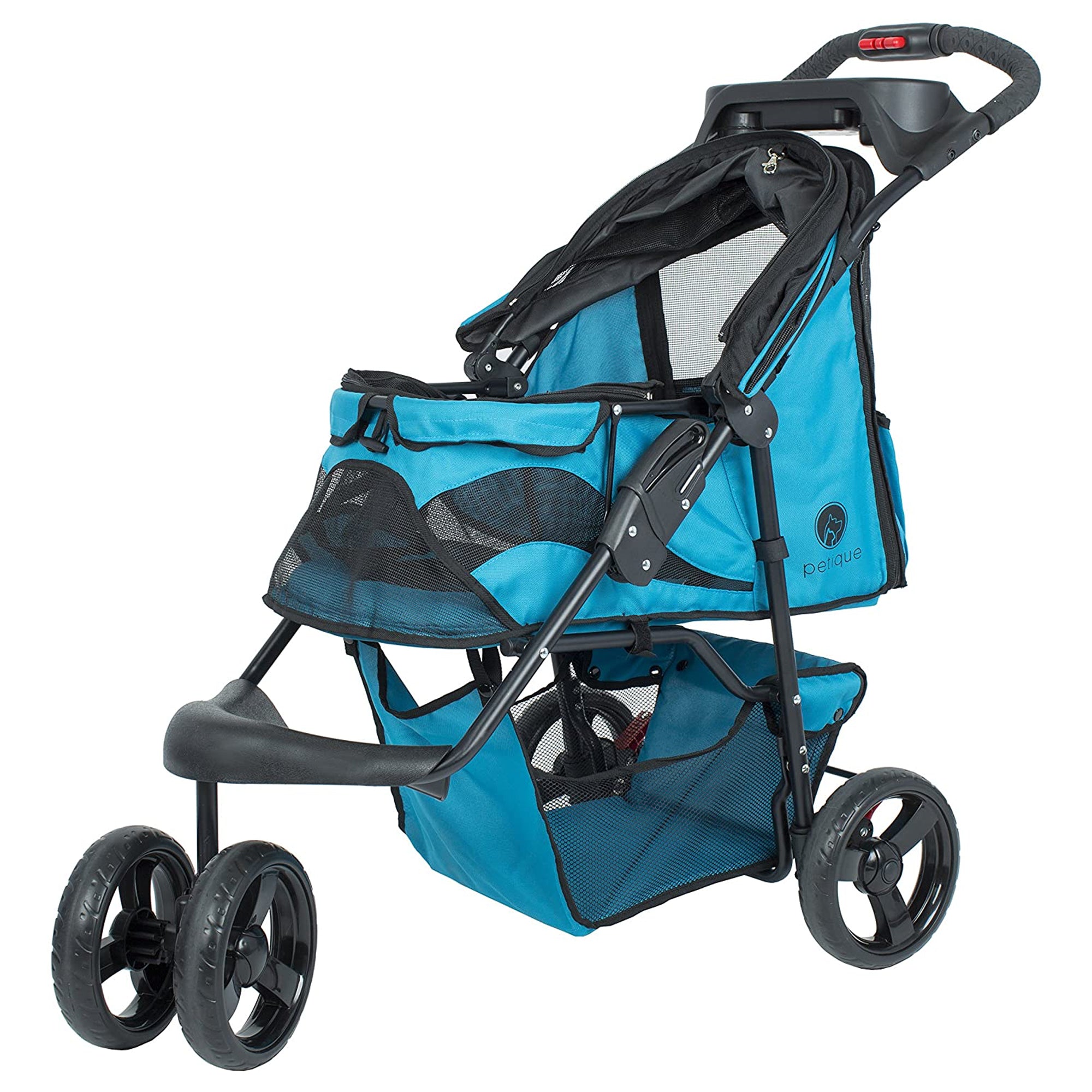 PETIQUE Durable Folding Pet Stroller with Mesh Sides for Dogs and Cats