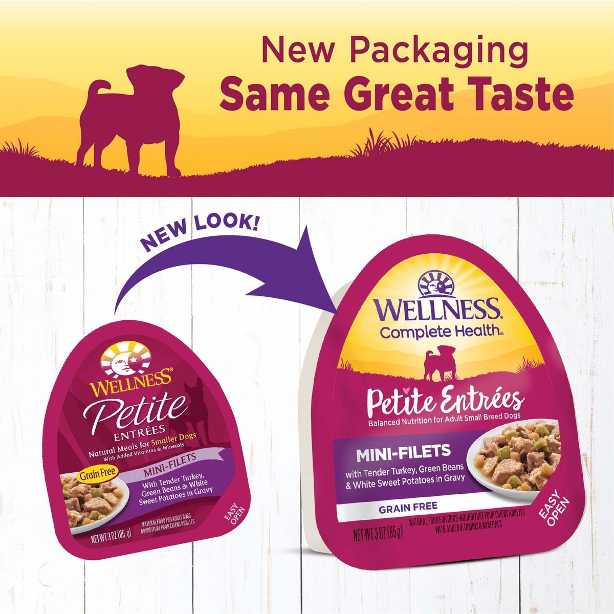 Wellness Petite Entrees Mini-Filets with Tender Turkey， Green Beans and White Sweet Potatoes in Gravy Grain-Free Wet Dog Food