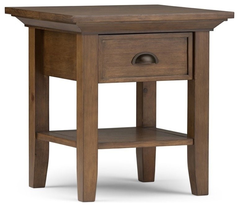 Atlin Designs End Table in Rustic Natural Aged Brown   Side Tables And End Tables   by Homesquare  Houzz