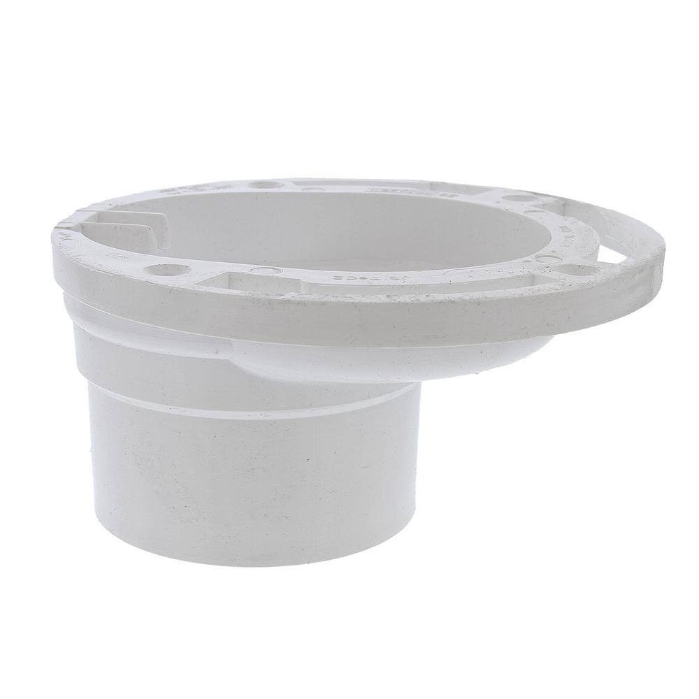 JONES STEPHENS 7 in. O.D. PVC 4-Way Offset Closet (Toilet) Flange Less Knockout Fits Over 3 in. or Inside 4 in. Schedule 40 DWV Pipe C54342