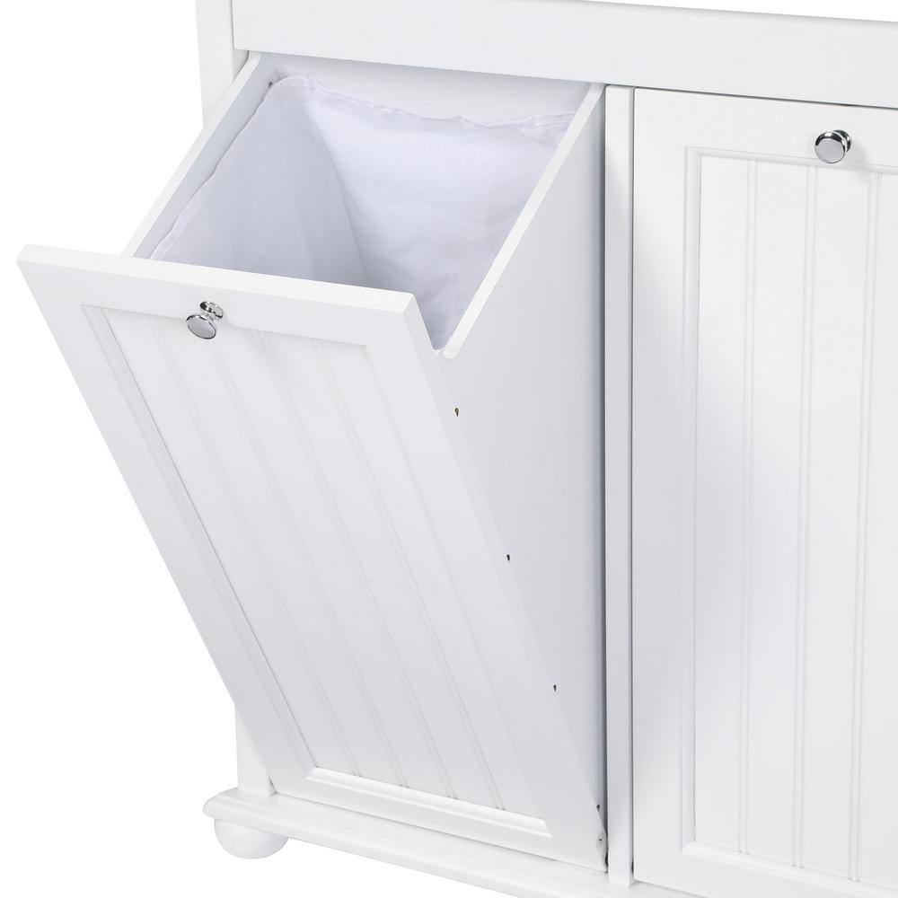 Home Decorators Collection Hampton Harbor 26 in. W Double Tilt-Out Beadboard Hamper in White BF-24261-WH