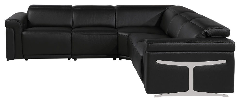 Giovanni 5 Piece 3 Power Reclining Italian Leather Sectional   Contemporary   Sectional Sofas   by Luxuriant Furniture  Houzz