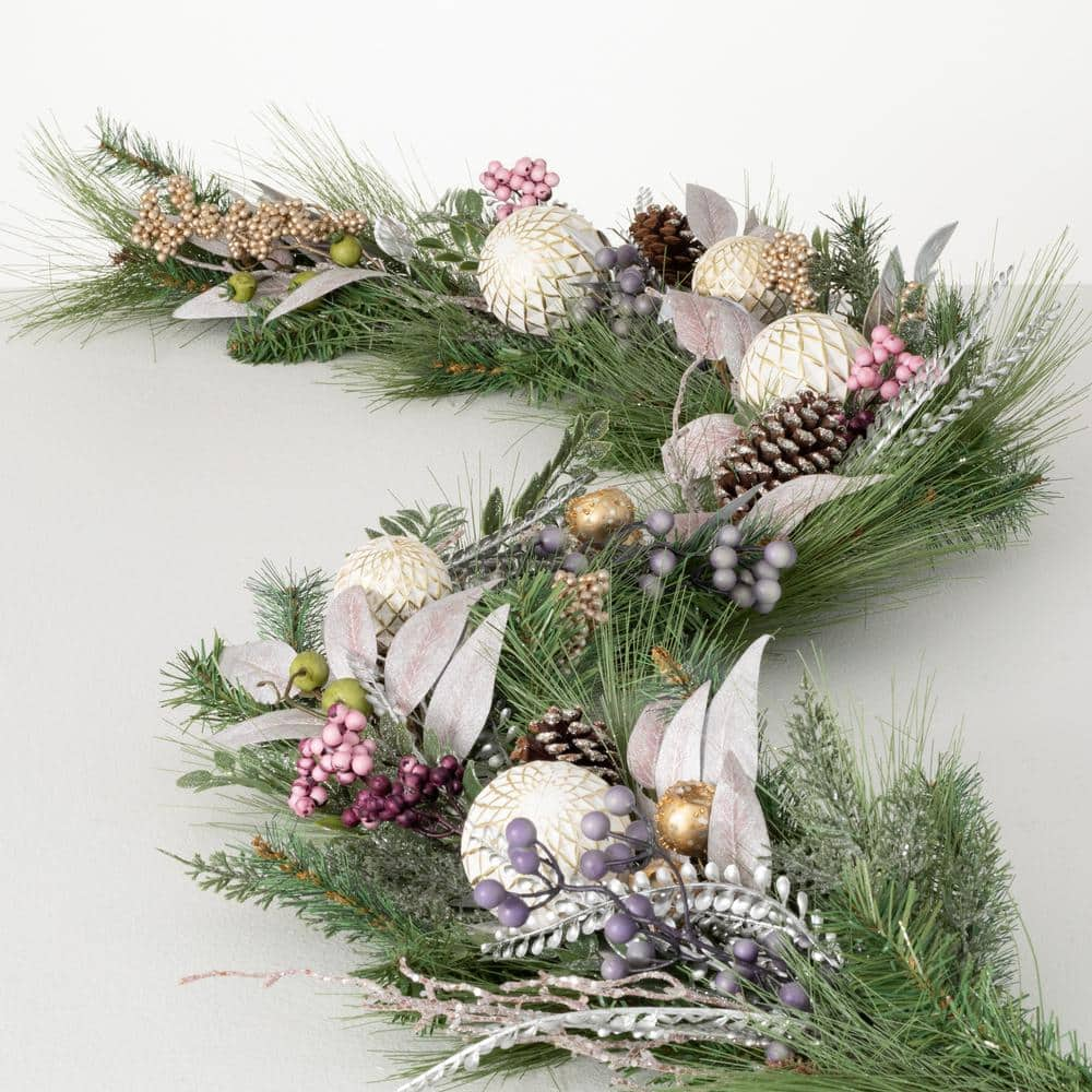 72 in. Mixed Ball Pine Unlit Artificial Christmas Garland Multicolored Christmas Garland GD1485