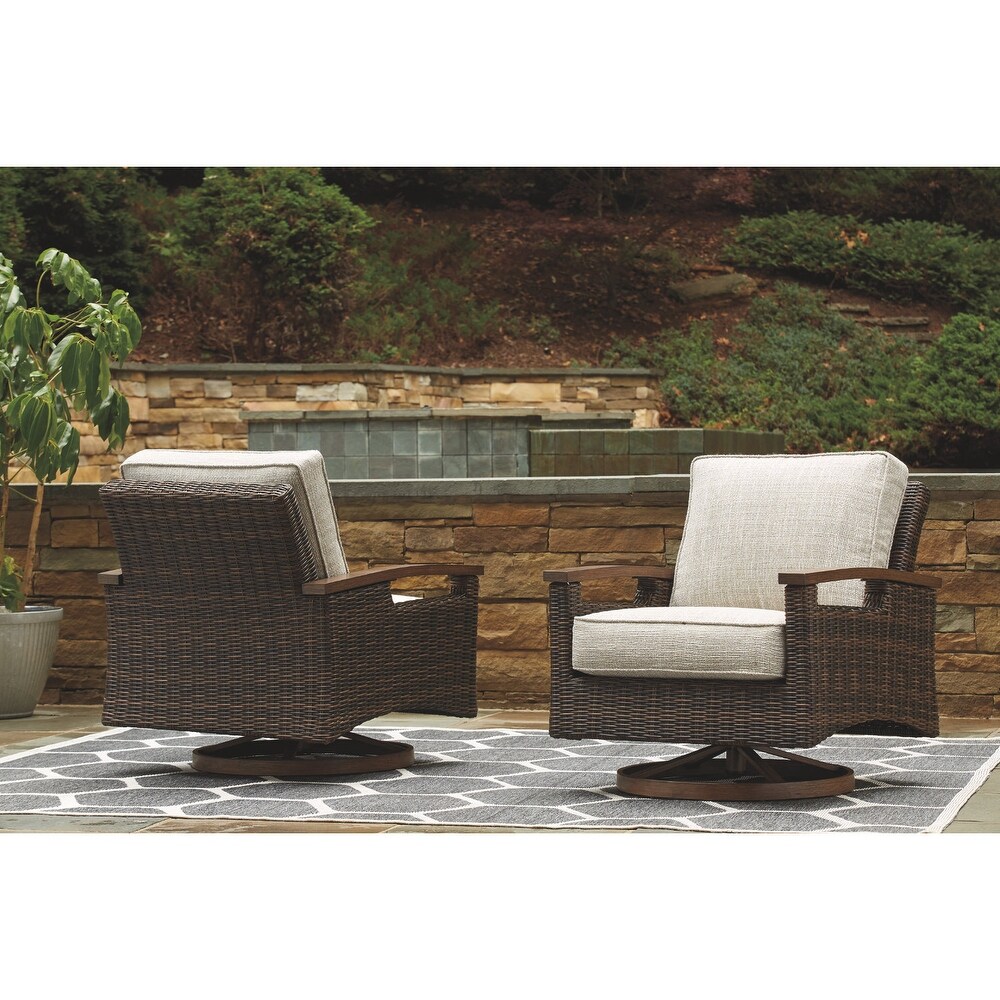 Paradise Trail Outdoor Medium Brown Swivel Lounge Chairs (Set of 2)   32.5\