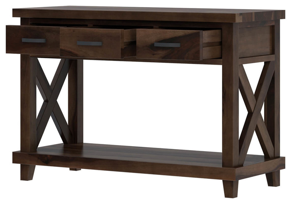 Antwerp 2 Tier Solid Wood Console Hall Table with 3 Drawers   Transitional   Console Tables   by Sierra Living Concepts Inc  Houzz