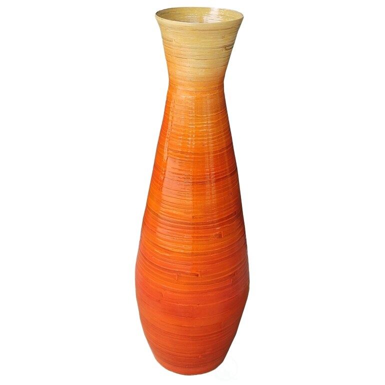 Uniquewise Classic Bamboo Floor Vase Handmade  For Dining  Living Room  Entryway  Fill Up With Dried Branches Or Flowers