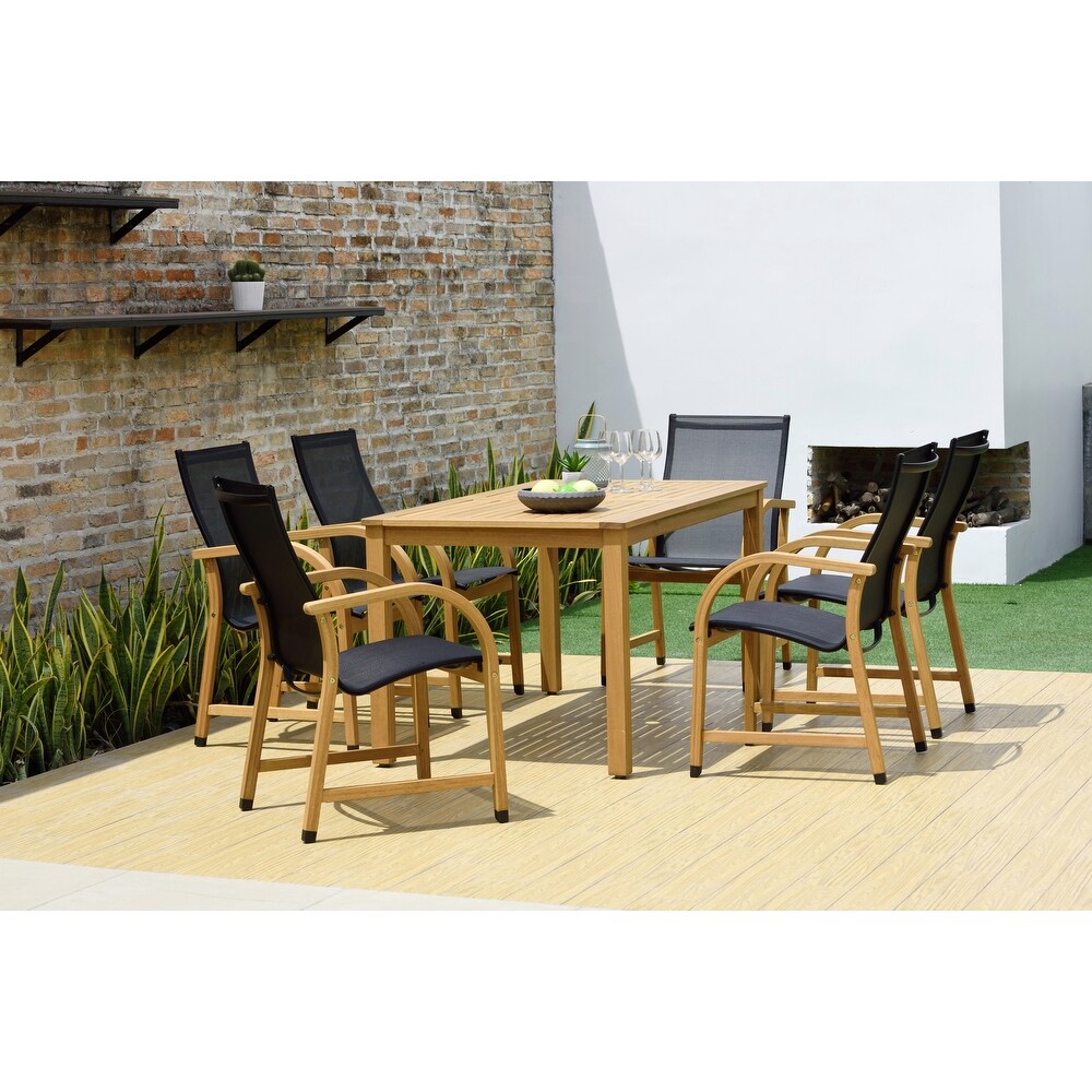 LifestyleGarden 7pc Outdoor Wood Dining Set (Teak Finish)   7 Piece