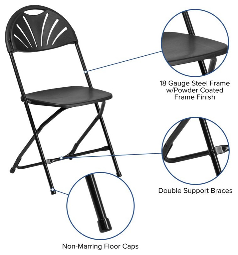 Flash Furniture Hercules Plastic Fan Back Folding Chair in Black   Contemporary   Folding Chairs And Stools   by Homesquare  Houzz