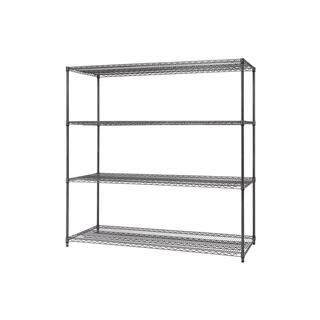 TRINITY PRO Black 4-Tier Steel Wire Garage Storage Shelving Unit (72 in. W x 72 in. H x 30 in. D) TIJPBA-0949