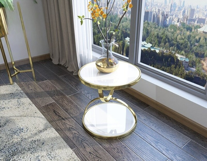 Tempered Glass Luxury Round Corner Sofa For Living Room   Contemporary   Coffee Tables   by Miron Demid LLC  Houzz