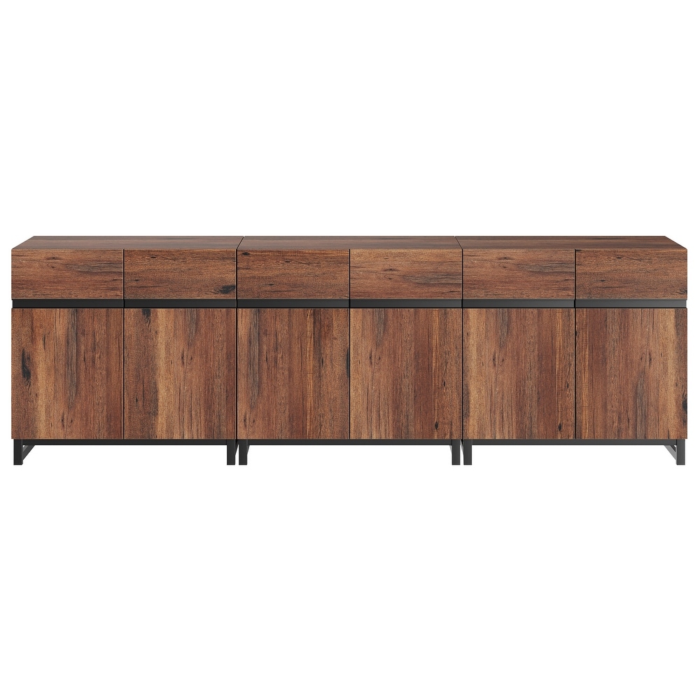 WAMPAT Storage Cabinet  Modern Sideboard with Adjustable Shelf and Metal Base