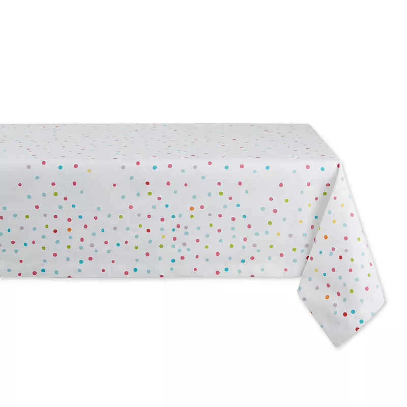 60 x 104 Pink and White Confetti Toss Printed Table Cloth