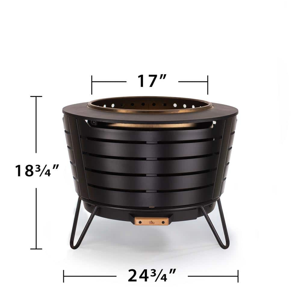 TIKI 25 in. Black Metal Patio Fire Pit 111900168