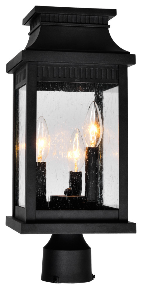 Milford 3 Light Outdoor Black Lantern Head   Transitional   Post Lights   by CWI Lighting  Houzz