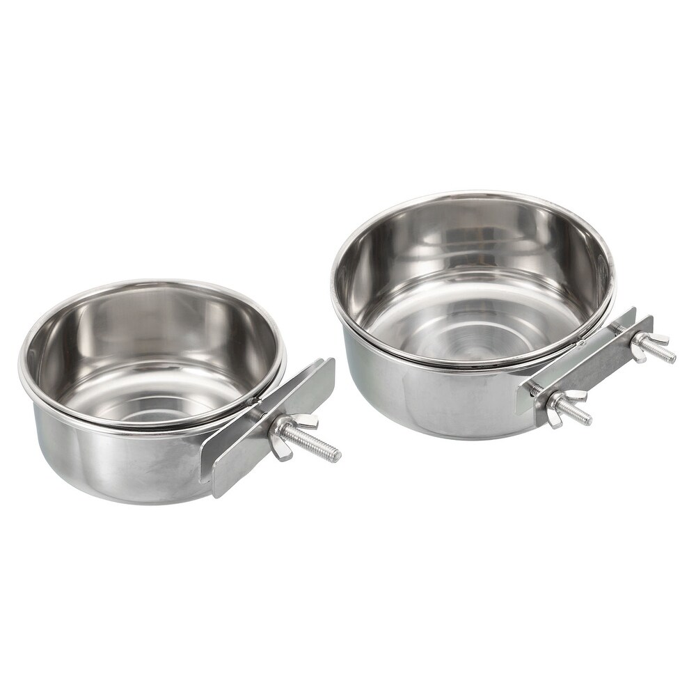 1 Set Bird Feeding Dish Cup Stainless Steel Parrot Feeder Water Bowl
