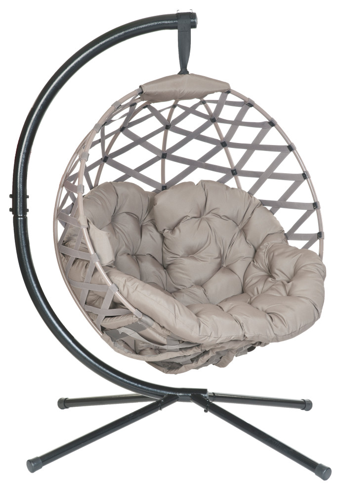 66H x 40W x 43D Beige Crossweave Hanging Ball Chair   Transitional   Hammocks And Swing Chairs   by IDEAZ International  LLC  Houzz