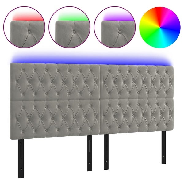 vidaXL LED Headboard Dark/Light Gray multisize Velvet - - 37421088