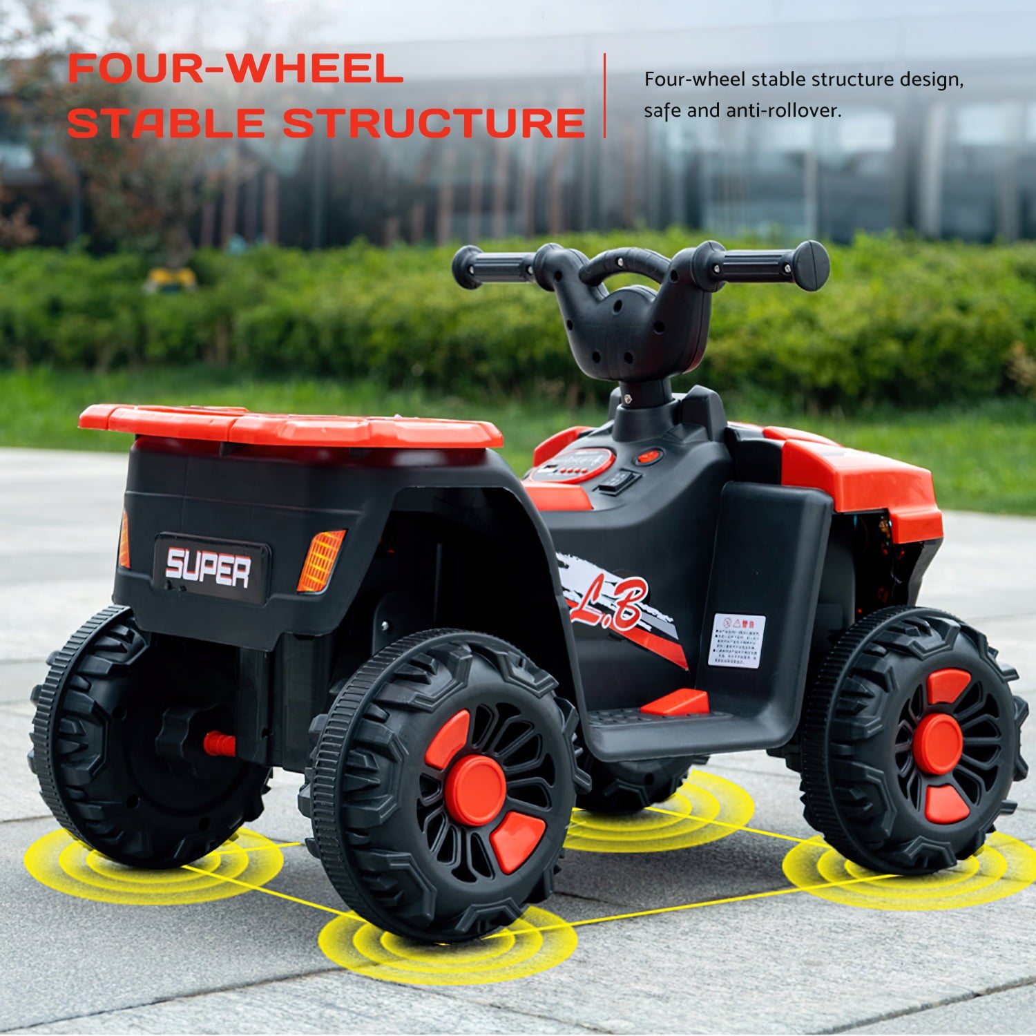 Cmgb 6V Ride On Atv for Kids,Electric 4-Wheeler Car with LED Headlights,Children's Electric ATV with LED Headlights