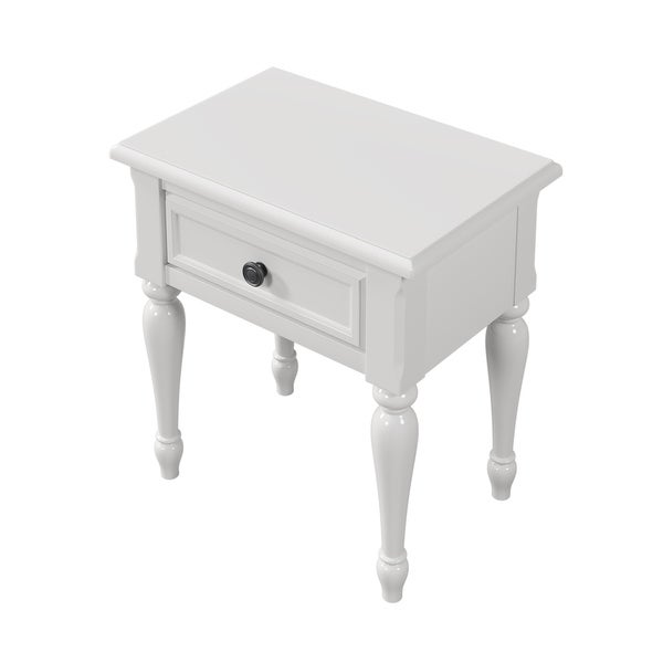 Wood 1 Drawer Nightstand for Nursery， Kid's Room， Bedroom， White