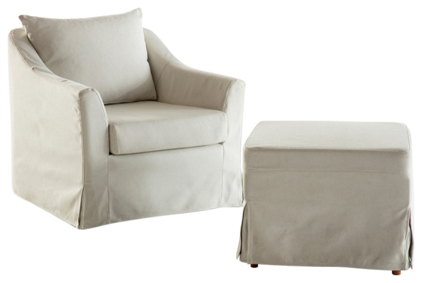 Barlow Swivel Chair and Ottoman  Barlow Cream   Transitional   Armchairs And Accent Chairs   by BELLONA USA  Houzz