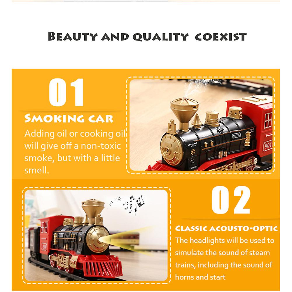 Electric Train Toy For Boys Girls With Smoke Lights Sound Railway Kits With Steam Locomotive Engine Christmas Gifts For 3 4 5 6 7 8 Year Old Kids