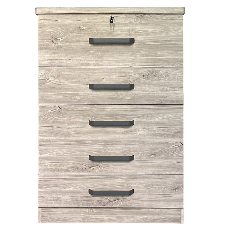 Better Home Products Xia 5 Drawer Chest of Drawers in Gray Oak