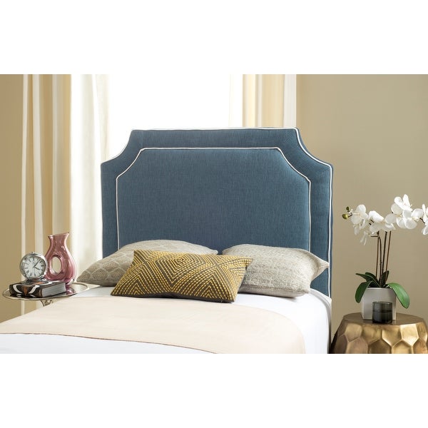 SAFAVIEH Dane Denim Blue/ White Piping Upholstered Headboard (Twin) - - 11081525