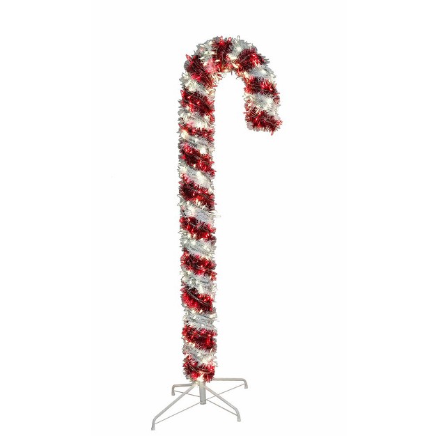 Kurt Adler Kurt Adler 6 foot Pre lit Red And White Led Tinsel Candy Cane