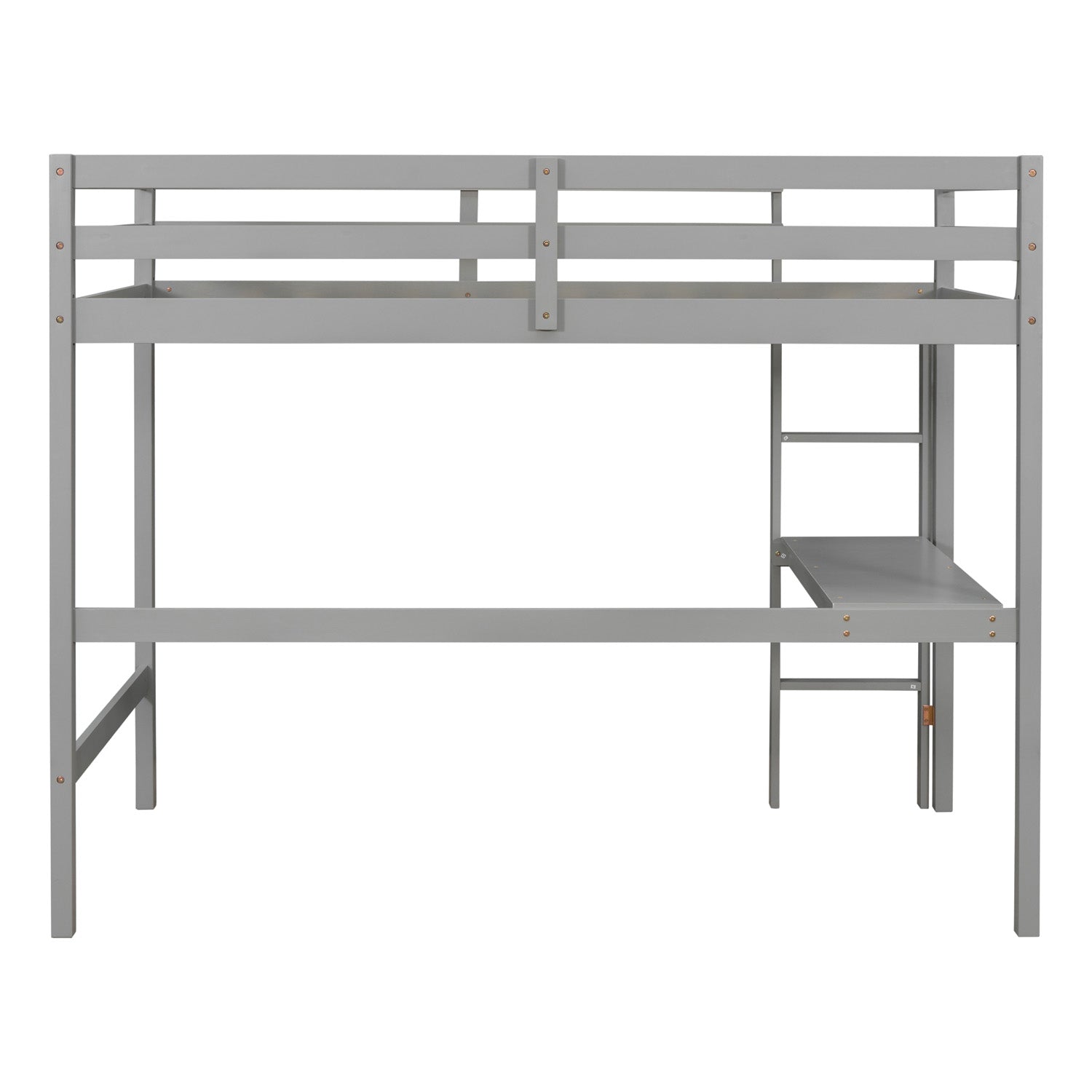 SYNGAR Twin Loft Bed Frame, Solid Pine Wood Twin Loft Bunk Bed Frame with Ladder for Boys Girls Teens Adults, No Box Spring Needed, Gray