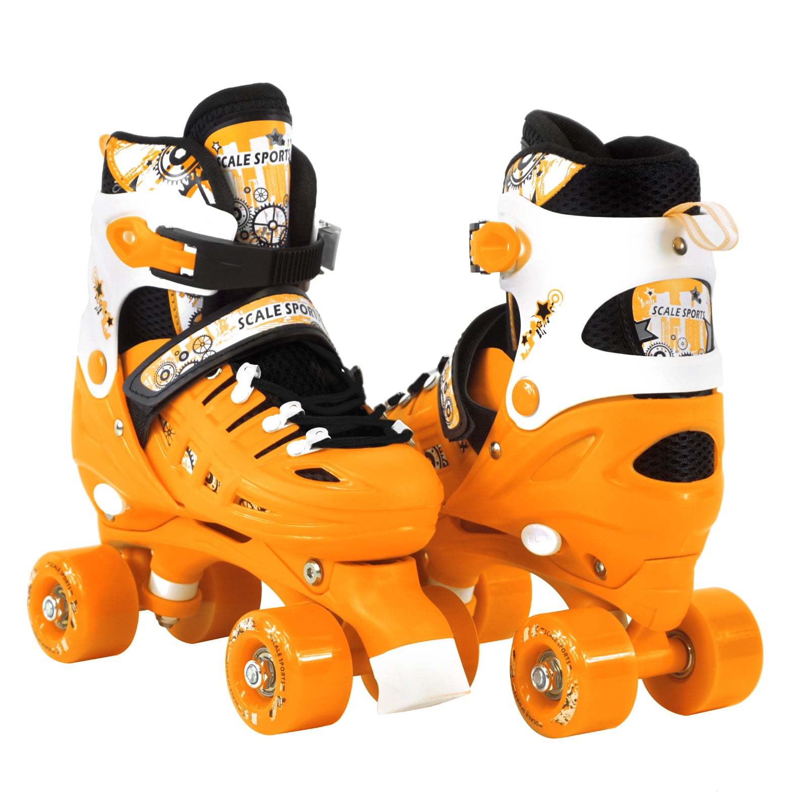 Adjustable Orange Quad Roller Skates For Kids Medium Sizes