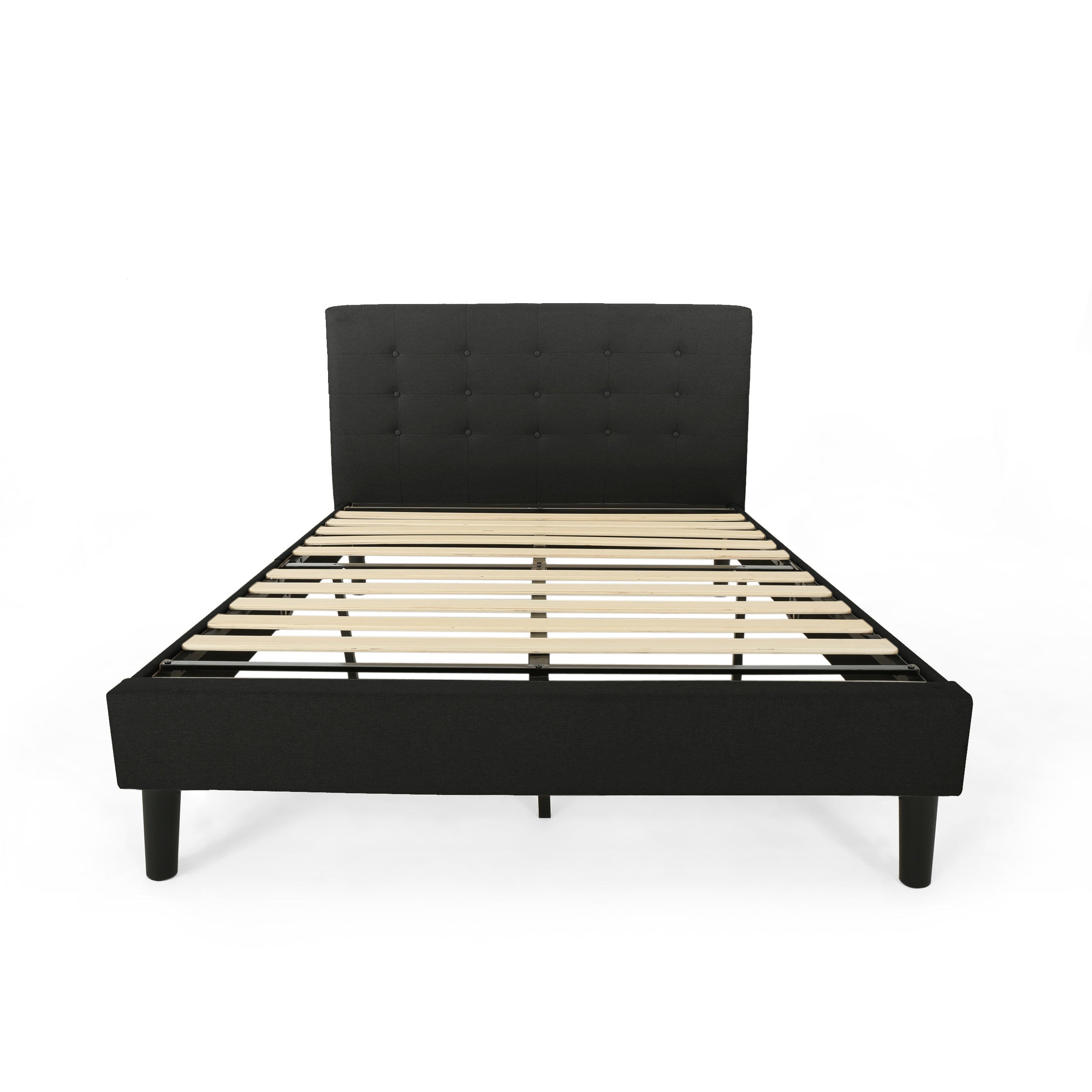 Gloria Fully-Upholstered Queen-Size Platform Bed Frame, Modern, Contemporary, Low-Profile