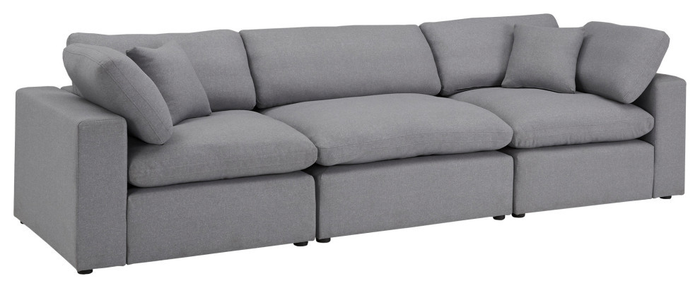 Avilla Grey Linen Weave Down Blend Sofa   Transitional   Sofas   by Inspire Q  Houzz