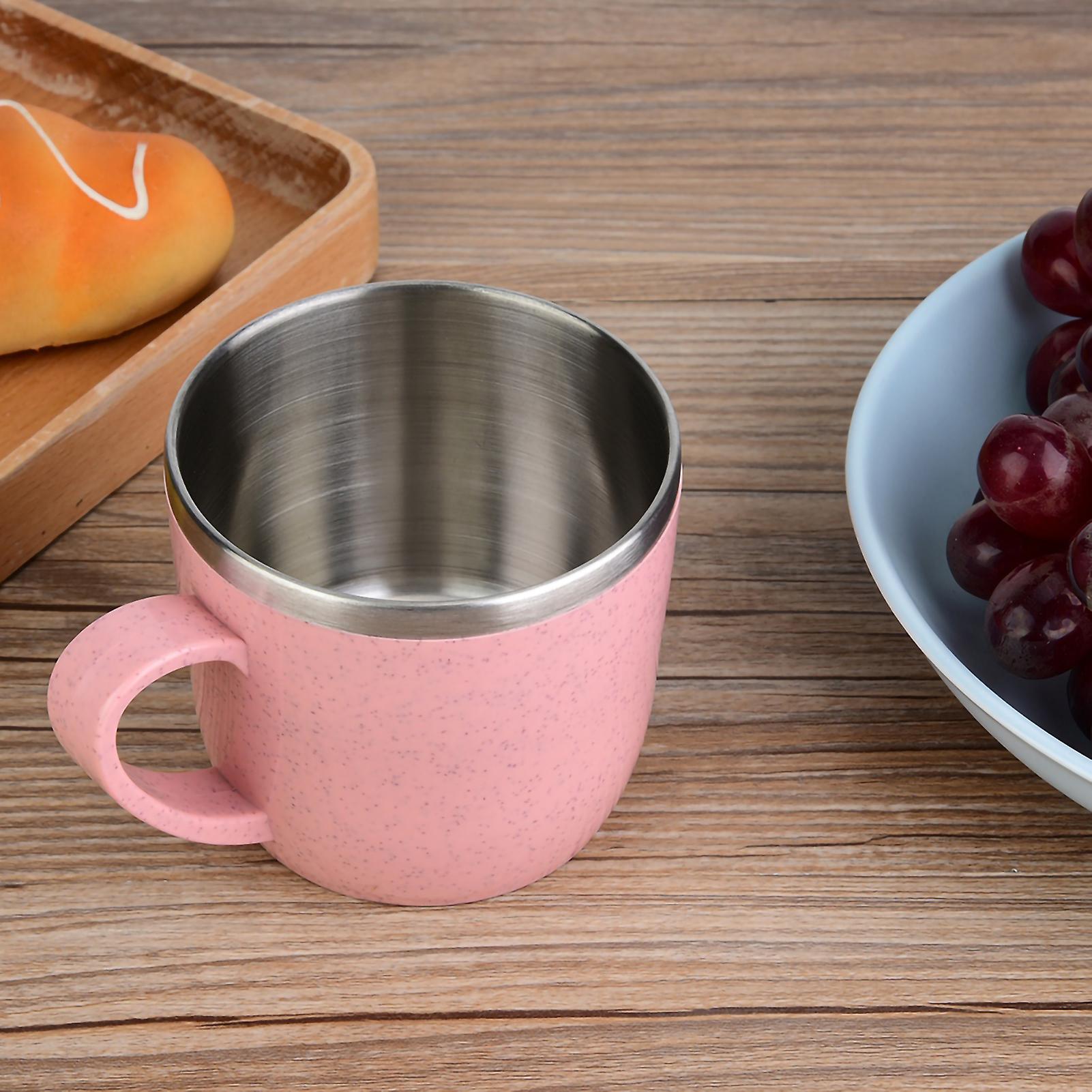 Stainless Steel Wheat Straw Cup Flasks Water Coffee Juice Milk Mug(Pink)