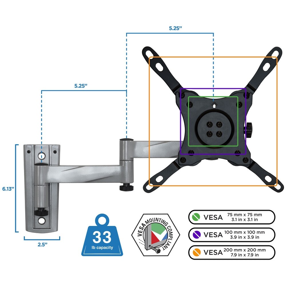 Mount It! Full Motion Lockable RV and Trailer TV Mount  Fits 22\