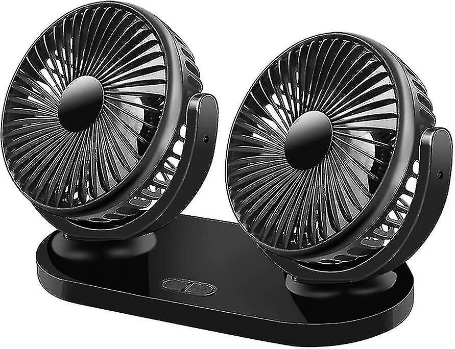 Car Fan， Quiet Usb Fan， 12v Double Head Fan， Mini Fan， 360 Rotation With 3 Speeds