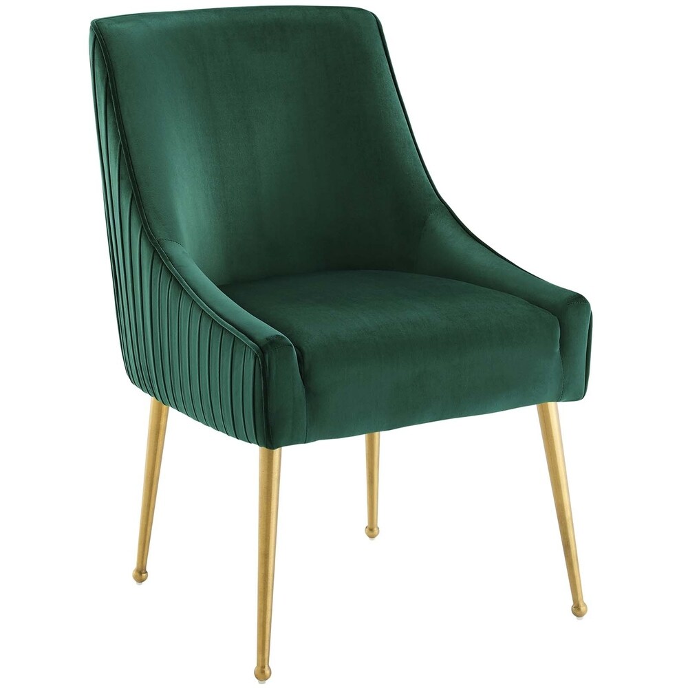 Pleated Back Upholstered Performance Velvet Dining Chair