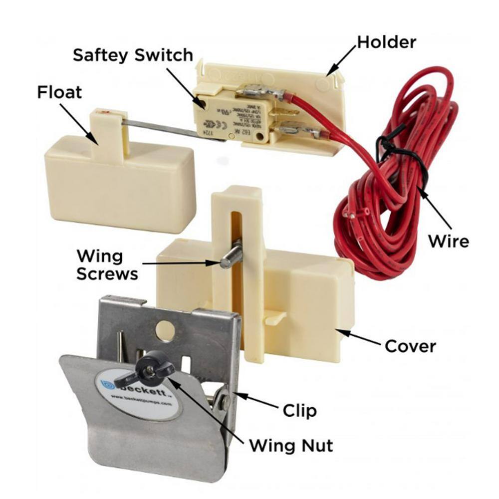 BECKETT Drain Pan 125-250 VAC Safety Switch with Spring Clamp Mount 1502C